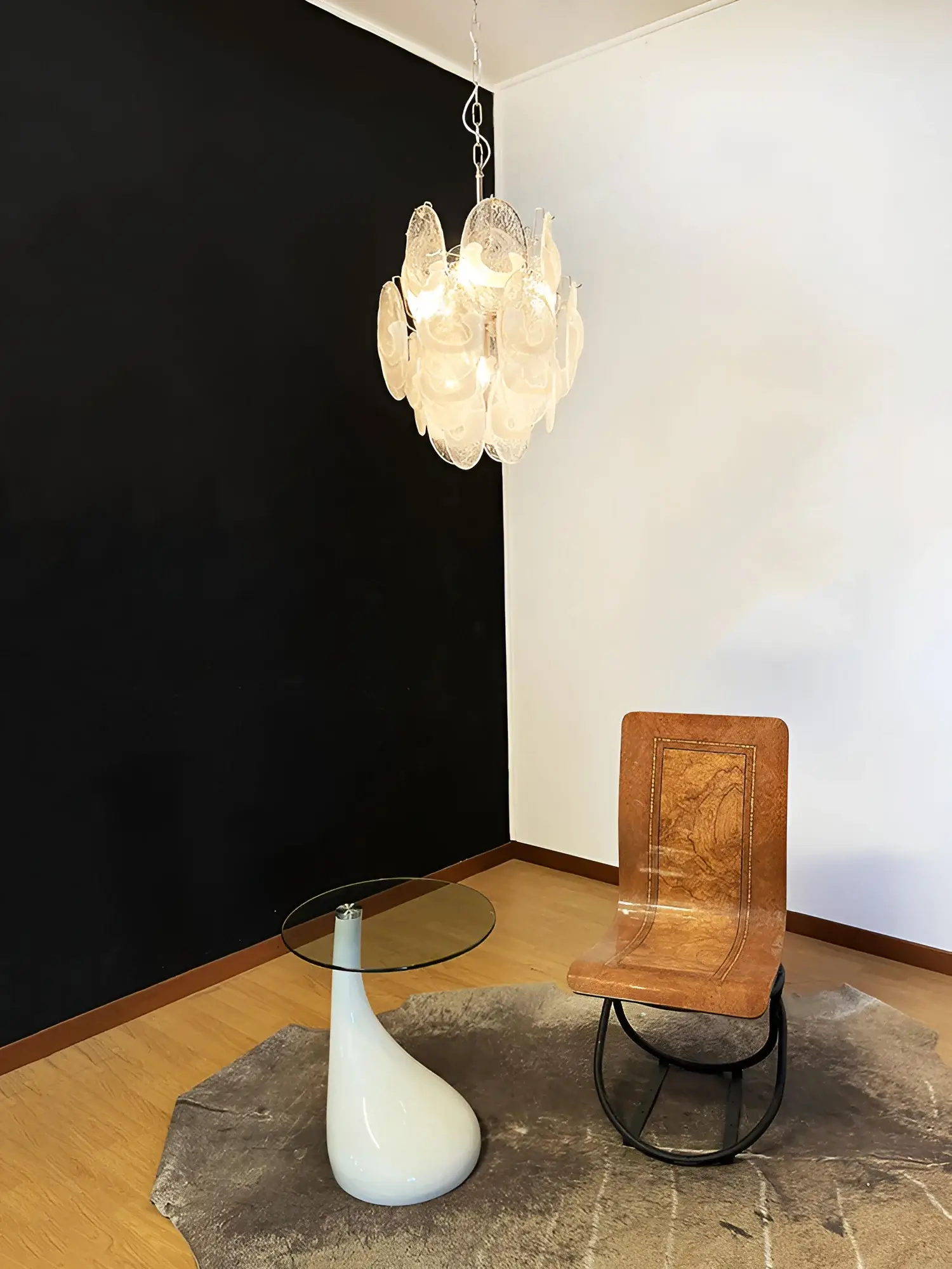 Vintage Murano Lattimo Glass White Chandelier - Image 4