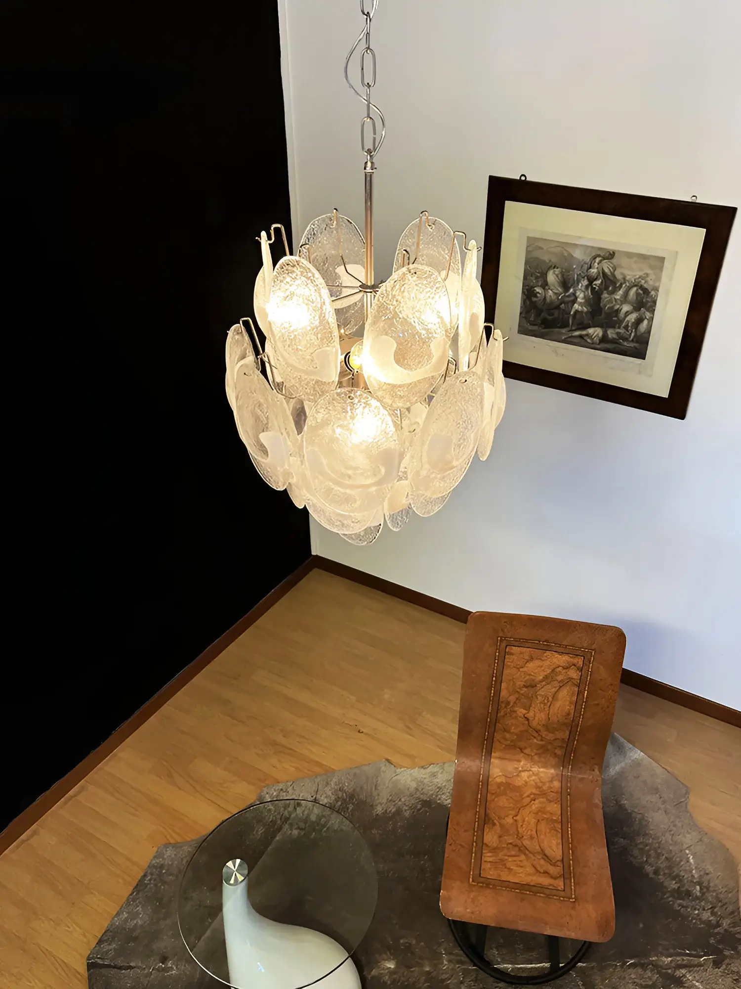 Vintage Murano Lattimo Glass White Chandelier - Image 7