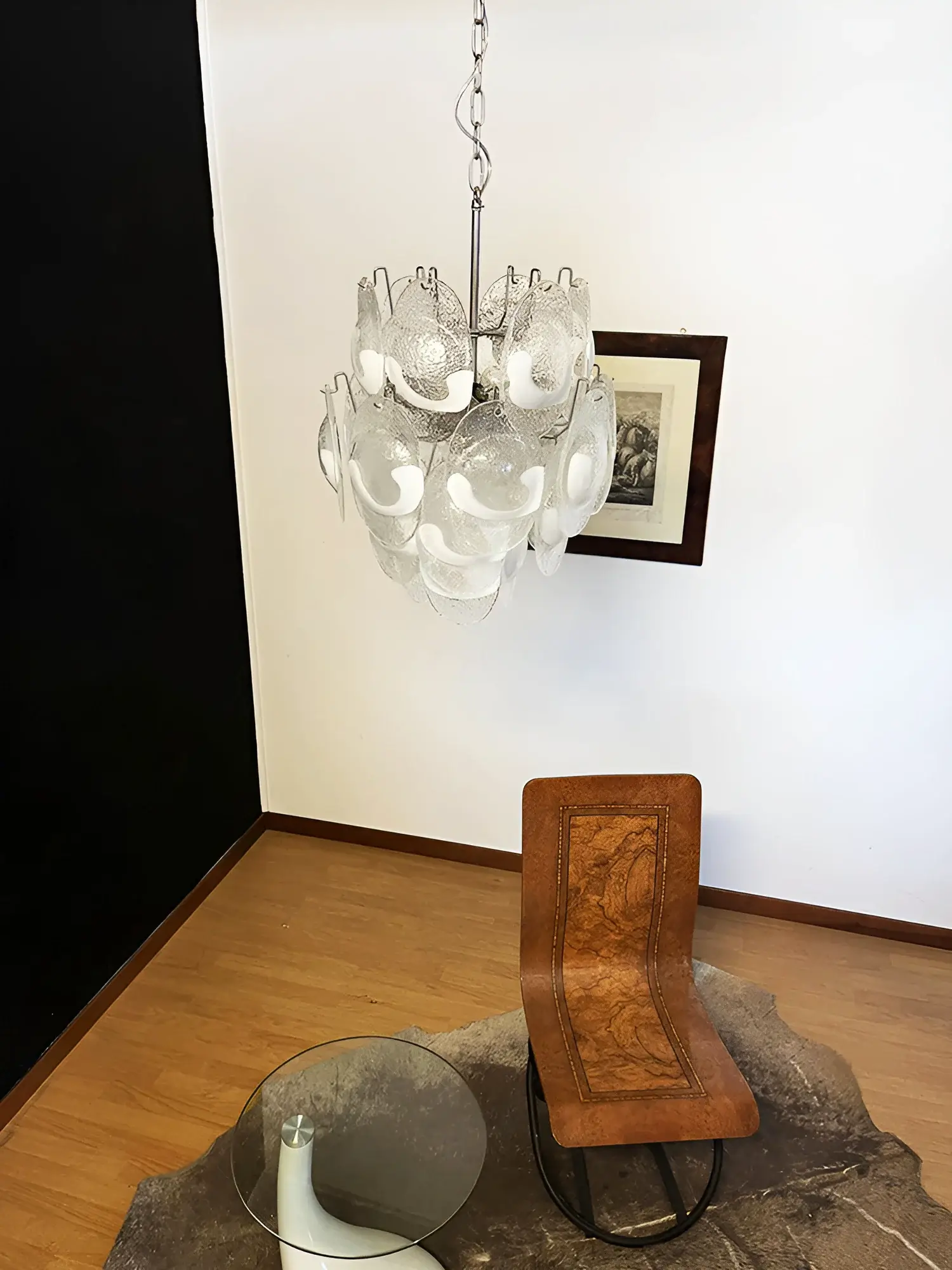 Vintage Murano Lattimo Glass White Chandelier - Image 9