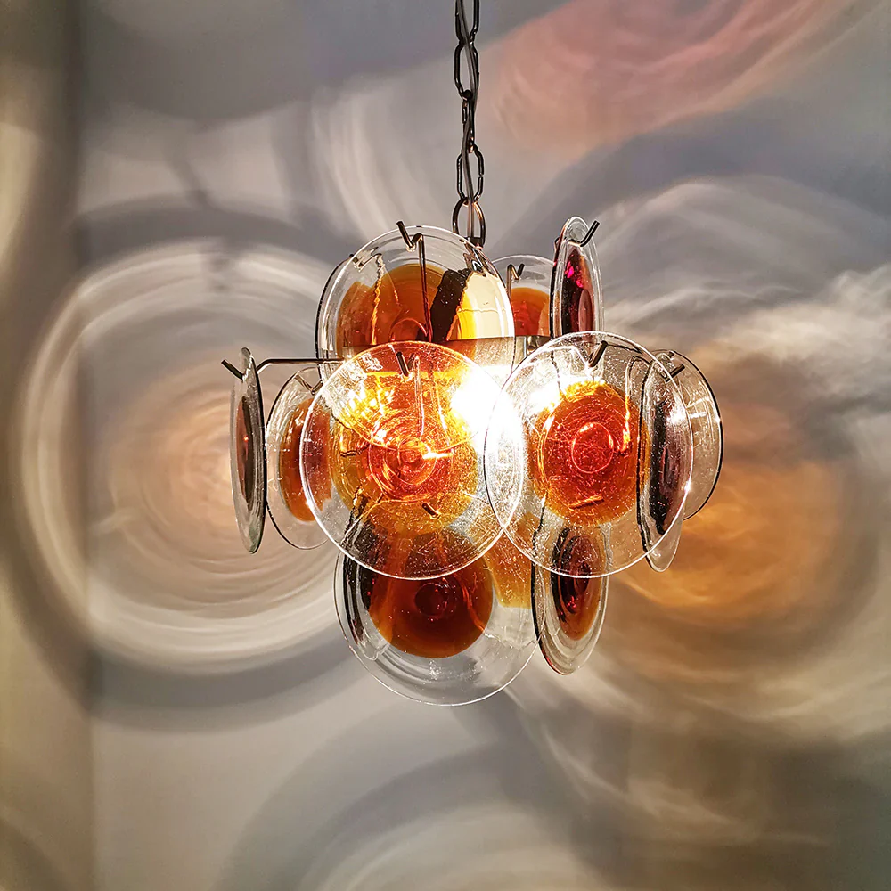 Vintage Murano Orange Brown Chandelier - Image 2