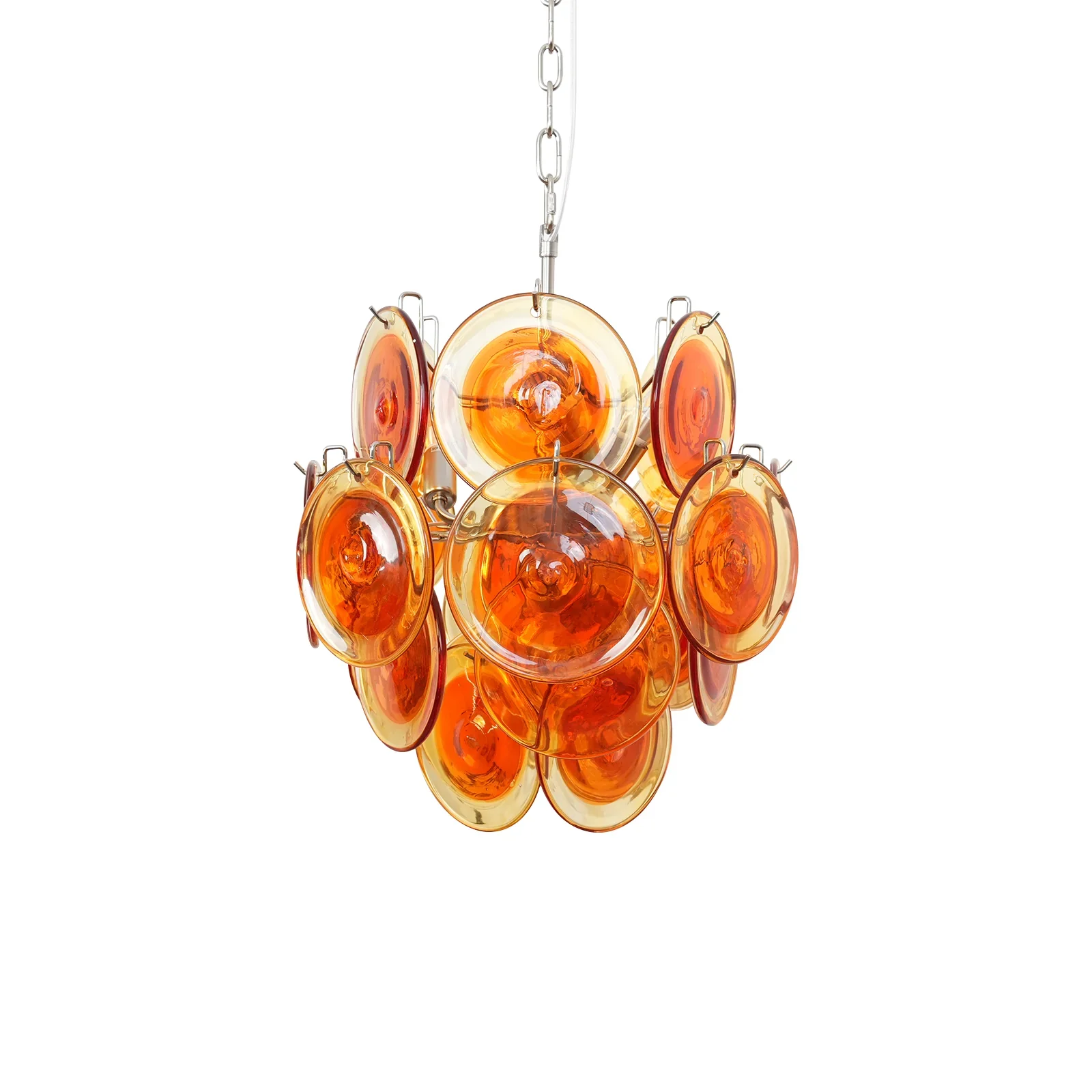 Vintage Murano Orange Transparent Disc Chandelier - Image 28