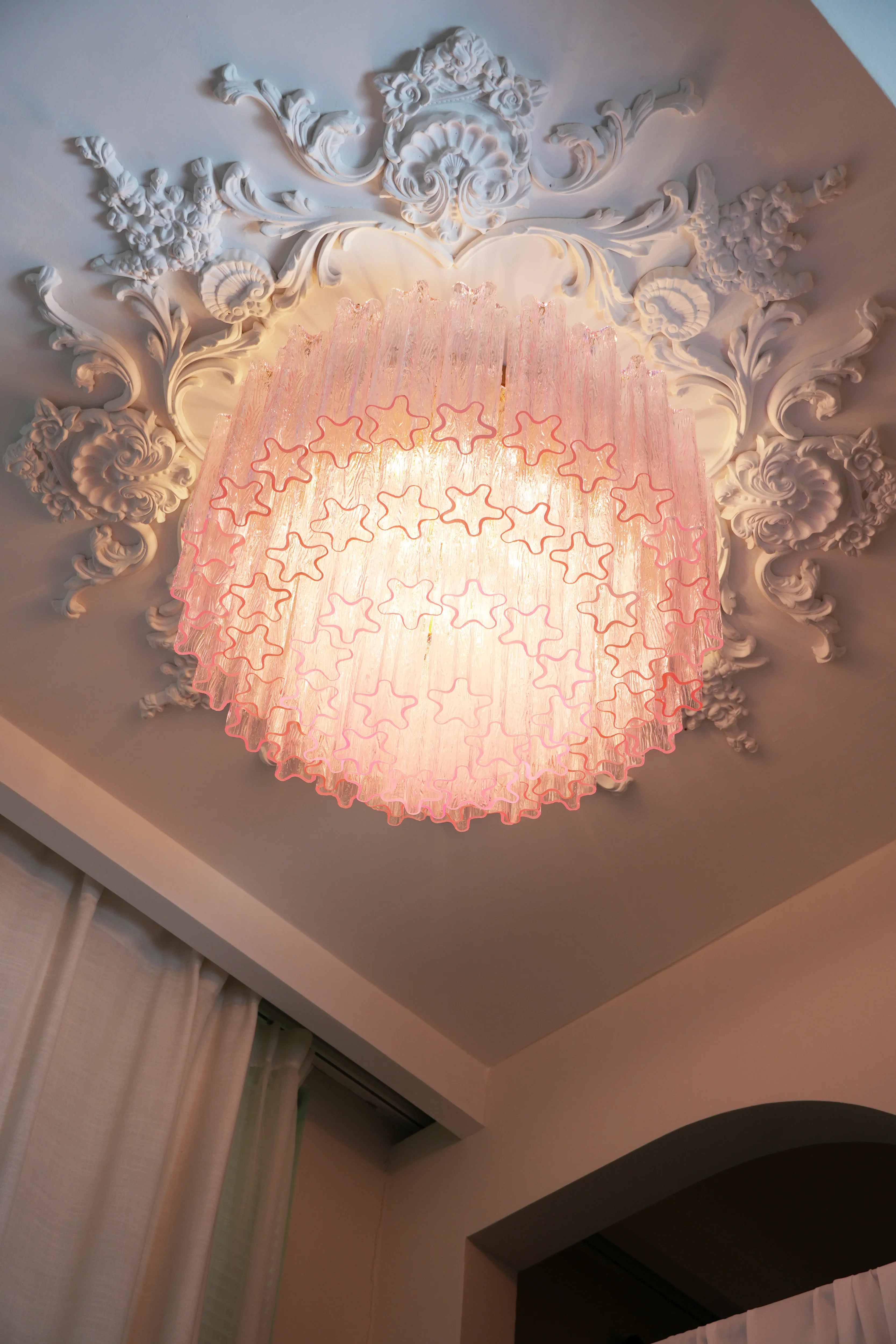Vintage Murano Pink Glass Ceiling Light - Image 6