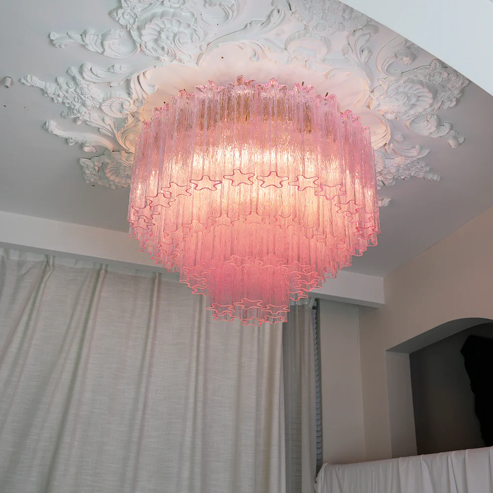 Vintage Murano Pink Glass Ceiling Light - Image 7