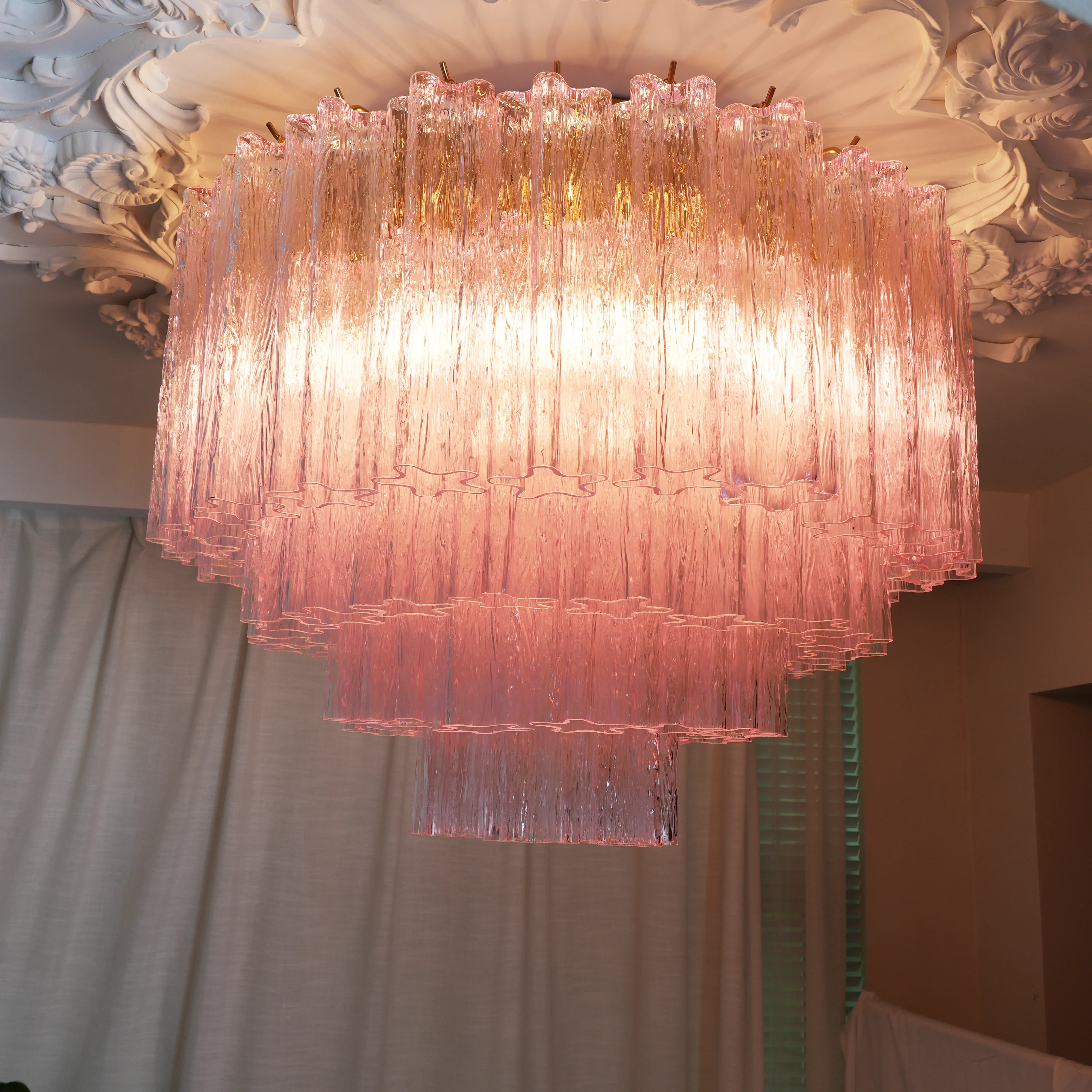 Vintage Murano Pink Glass Ceiling Light - Image 8