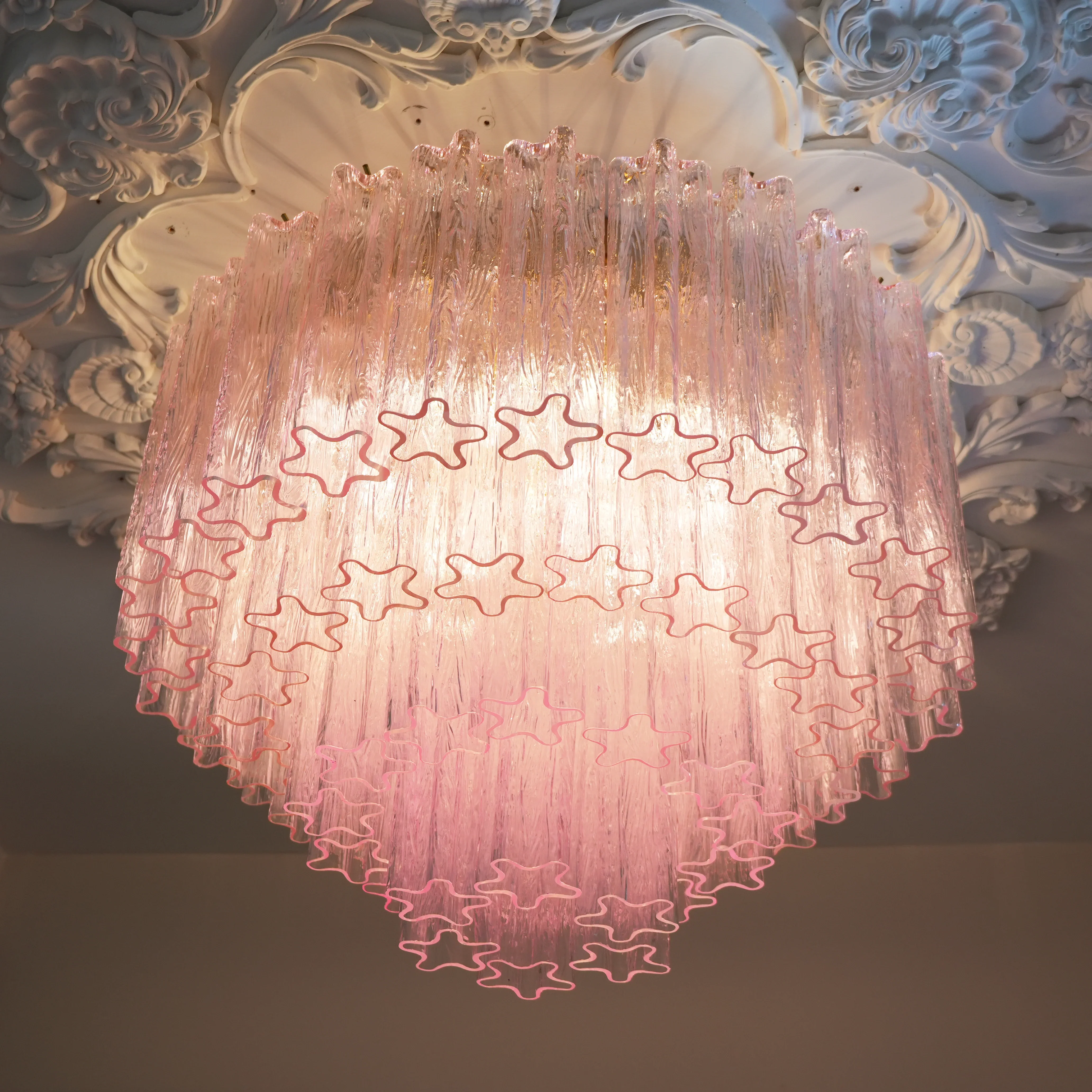 Vintage Murano Pink Glass Ceiling Light - Image 9