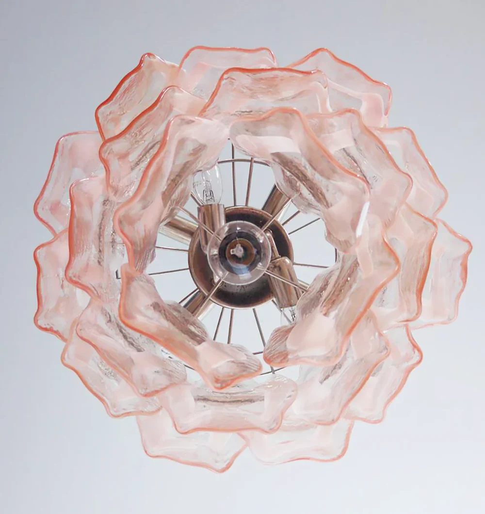 Vintage Murano Pink Glasses Chandelier - Image 11