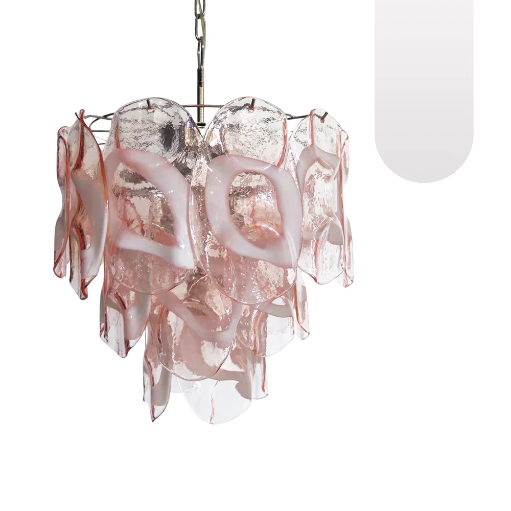 Vintage Murano Pink Glasses Chandelier - Image 15