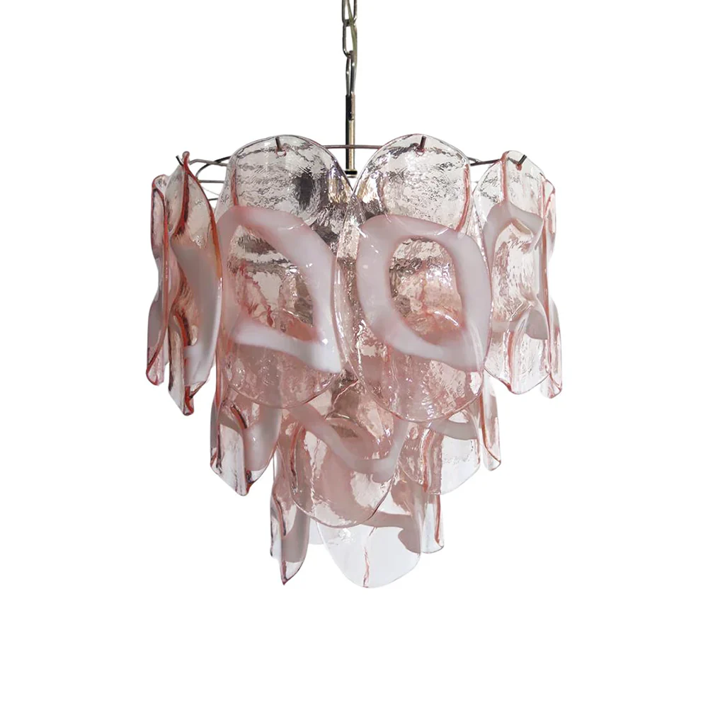 Vintage Murano Pink Glasses Chandelier - Image 17