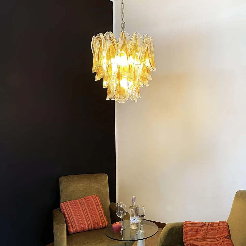 Vintage Murano Swallows Amber Glass Chandelier - Image 2