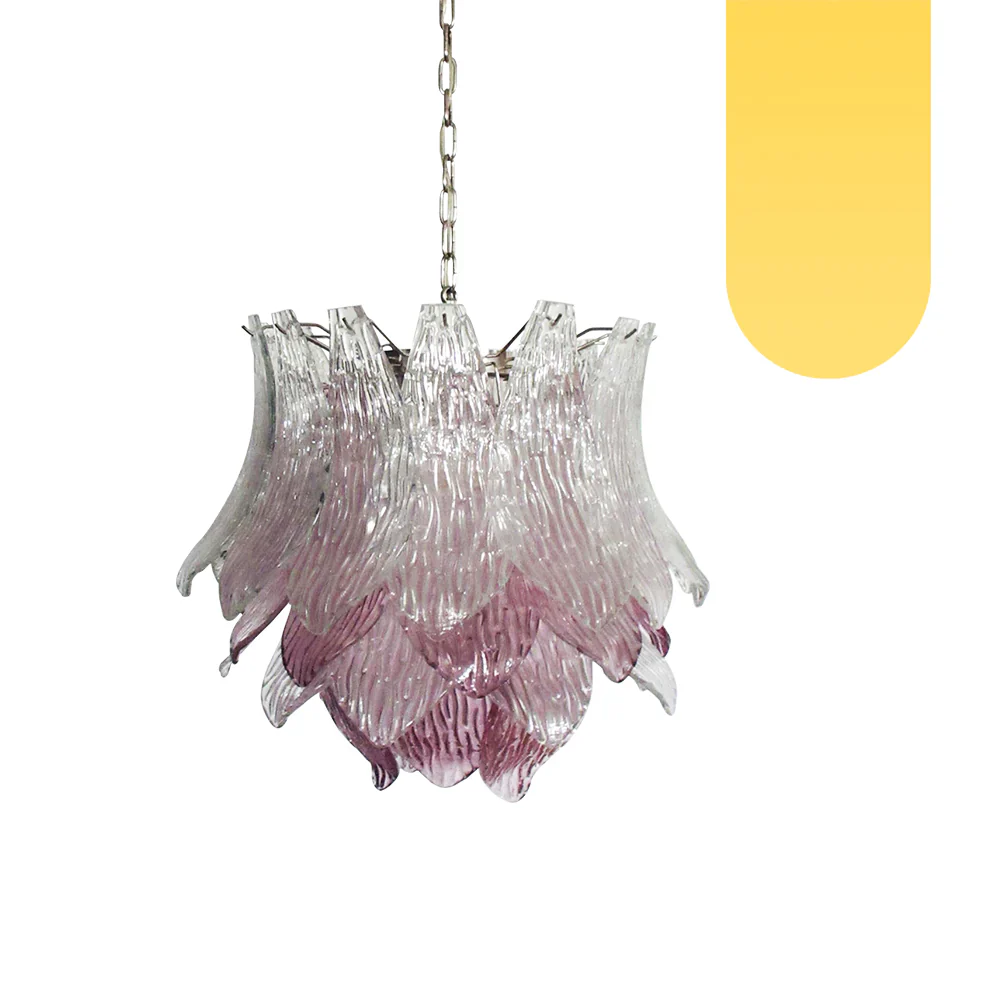 Vintage Murano Transparent Amethyst Glass Chandelier - Image 15