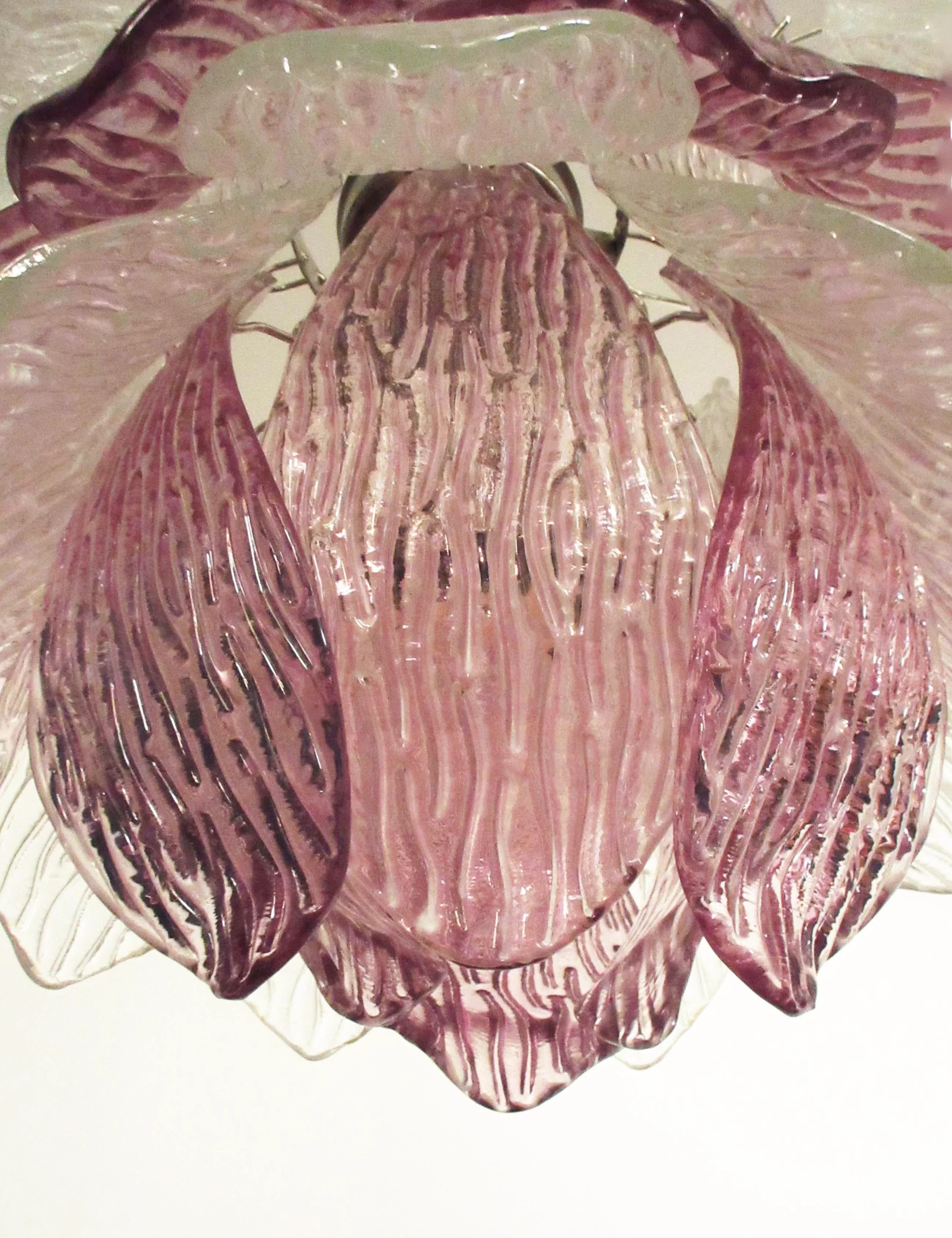 Vintage Murano Transparent Amethyst Glass Chandelier - Image 9