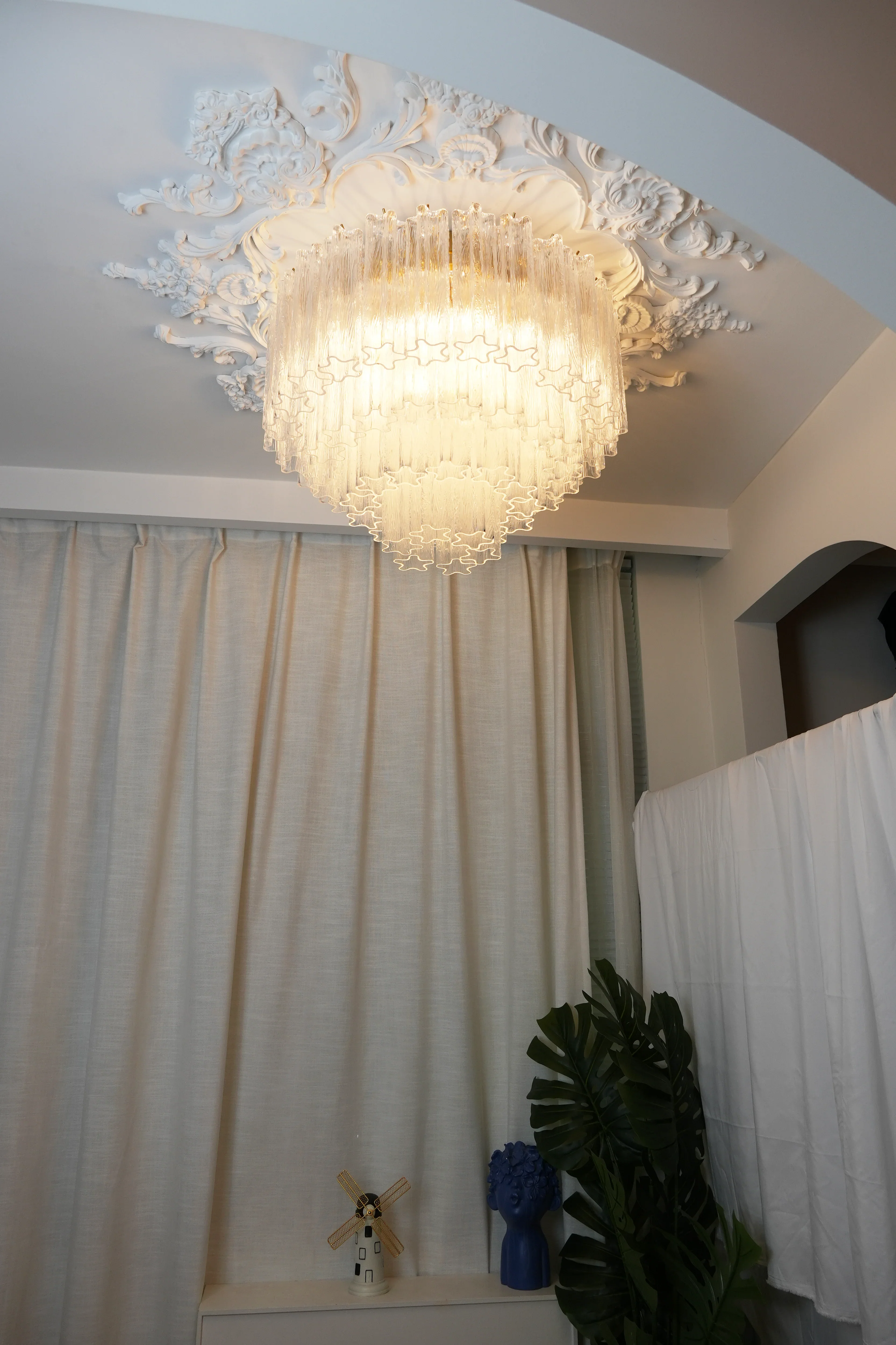 Vintage Murano Transparent Glass Ceiling Light - Image 3