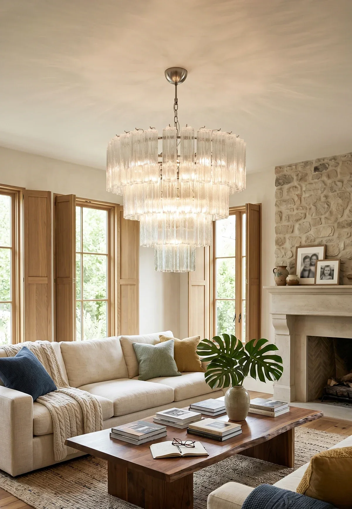 Vintage Murano Transparent Glass Chandelier - Image 2