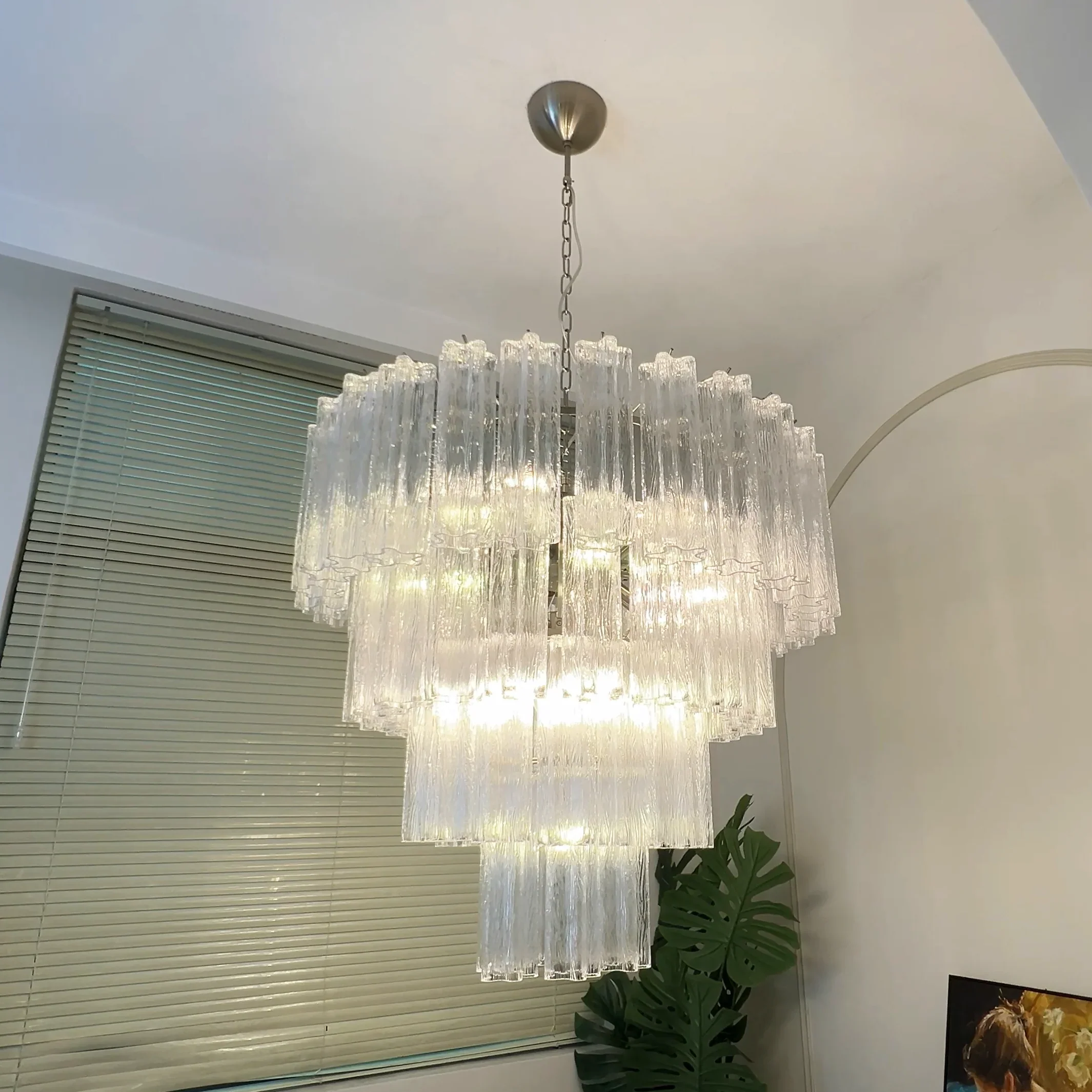 Vintage Murano Transparent Glass Chandelier - Image 21