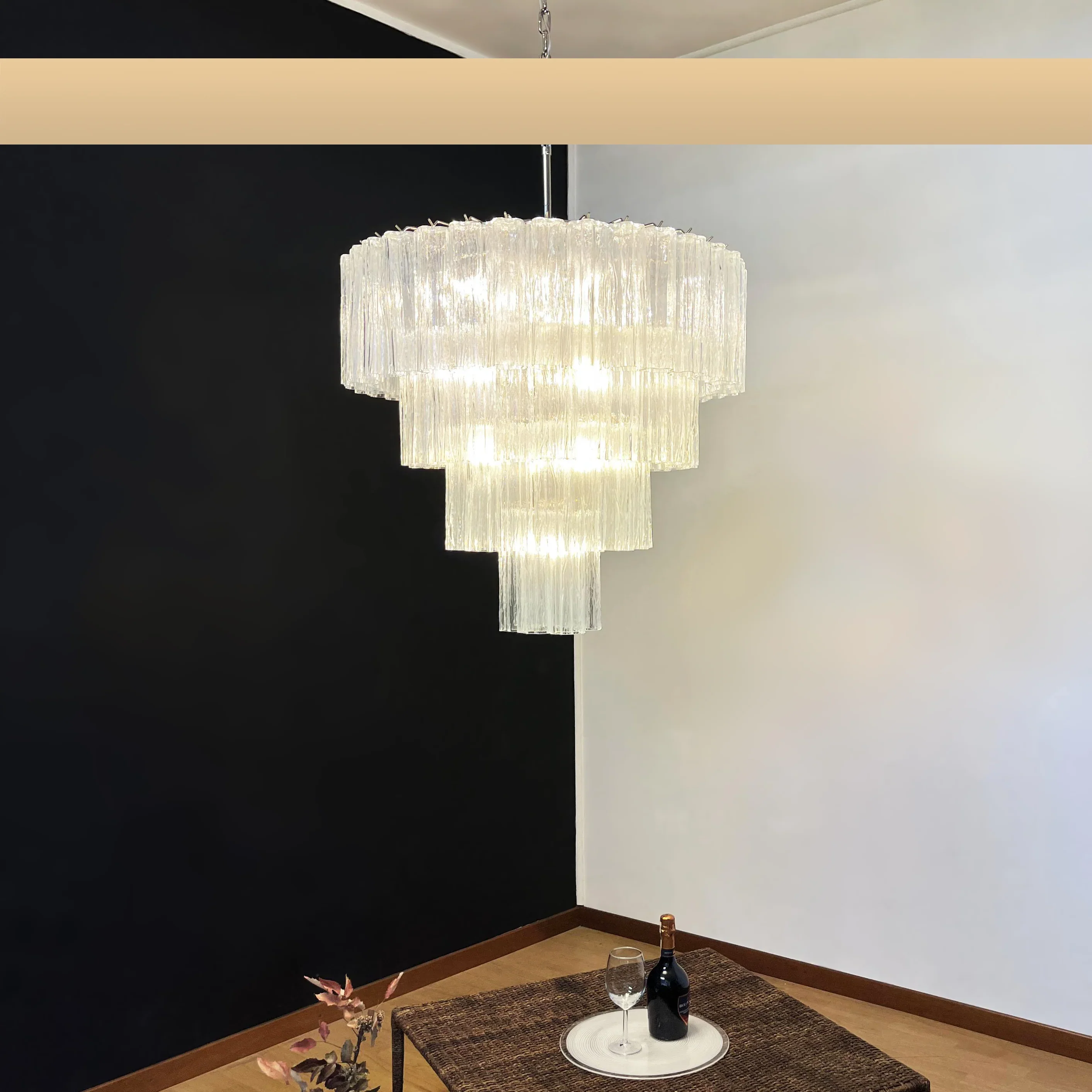 Vintage Murano Transparent Glass Chandelier - Image 24
