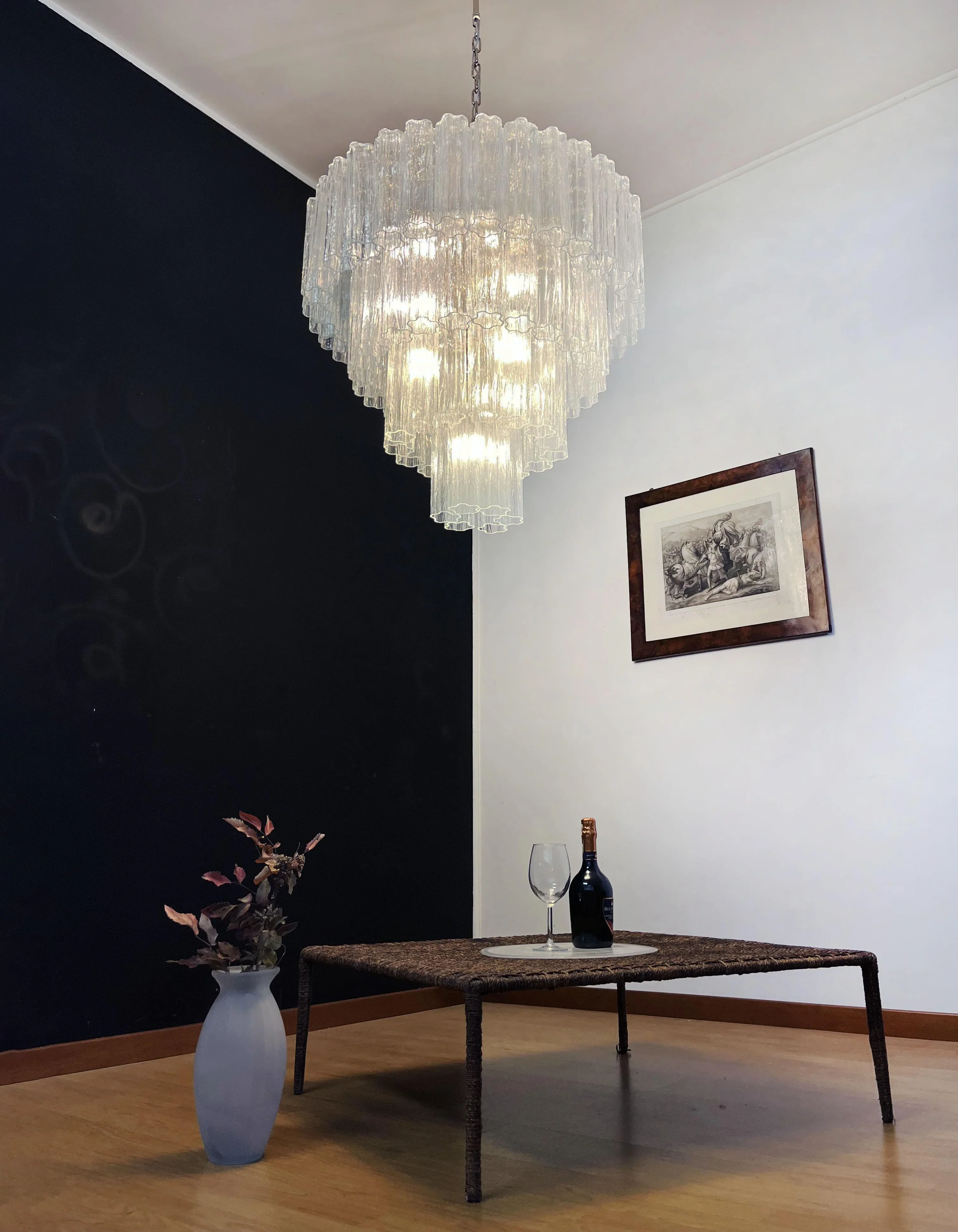 Vintage Murano Transparent Glass Chandelier - Image 9