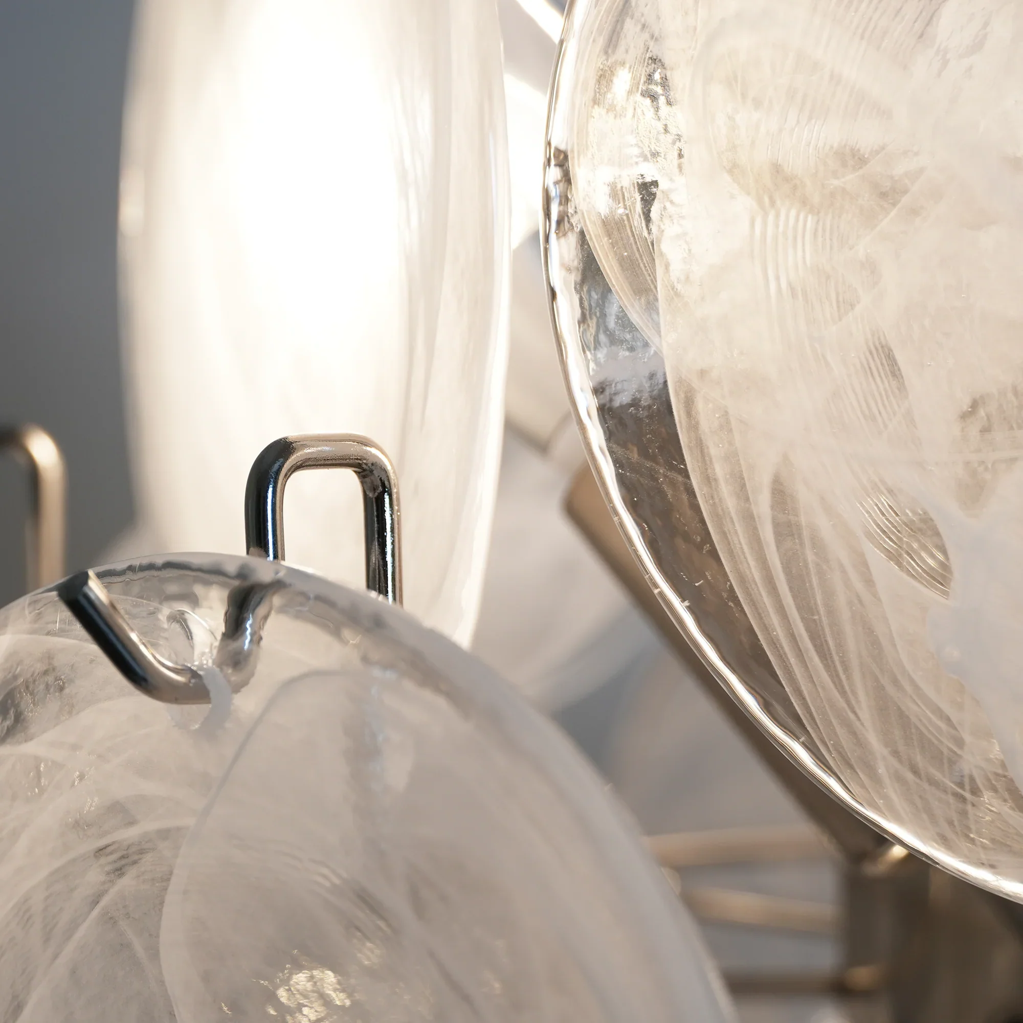 Vintage Murano White Glass Disks Chandelier - Image 26