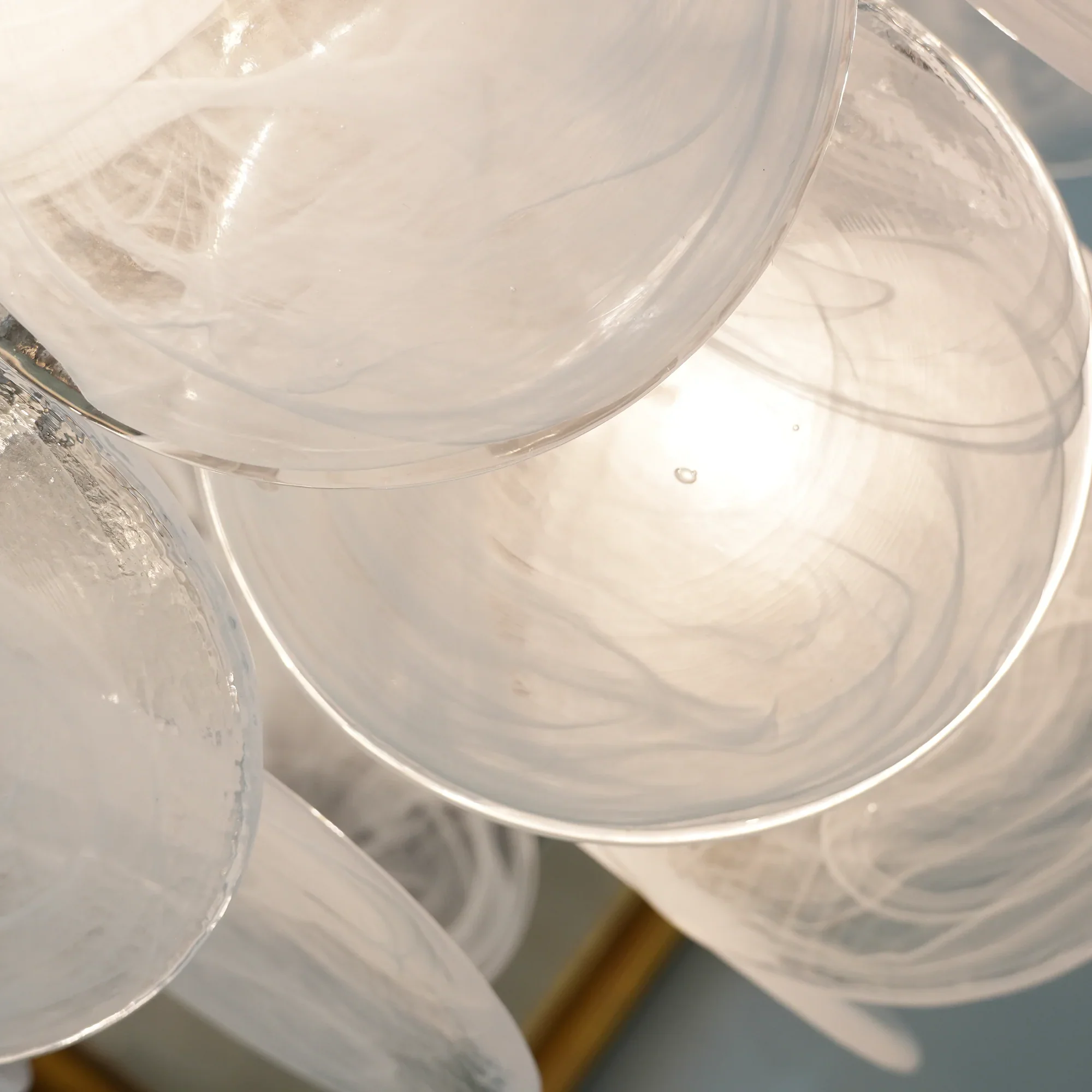 Vintage Murano White Glass Disks Chandelier - Image 27
