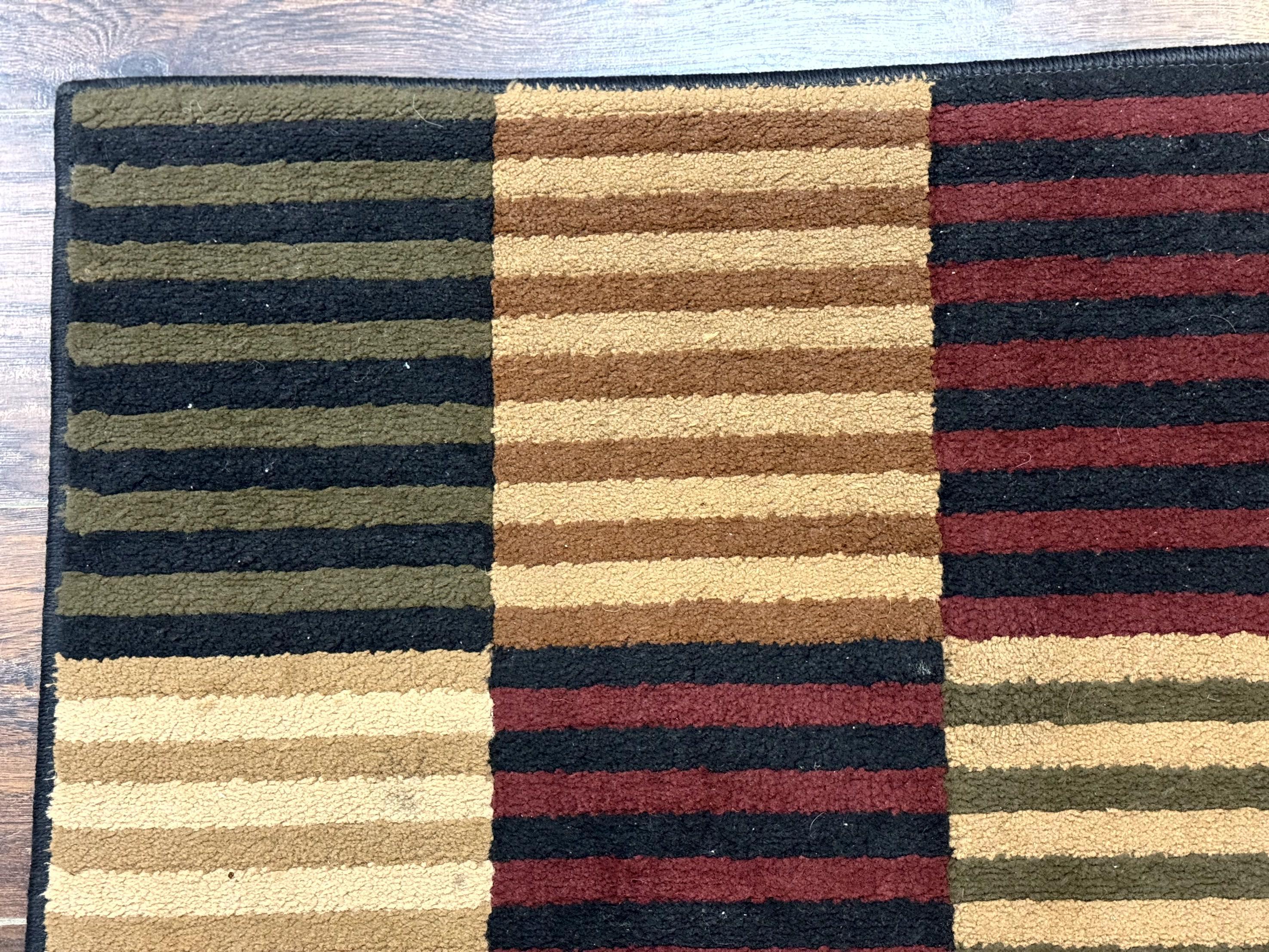 Vintage Power Loomed Rug 3.6 x 5, Brown Beige Black Tan, Box Design - Image 6