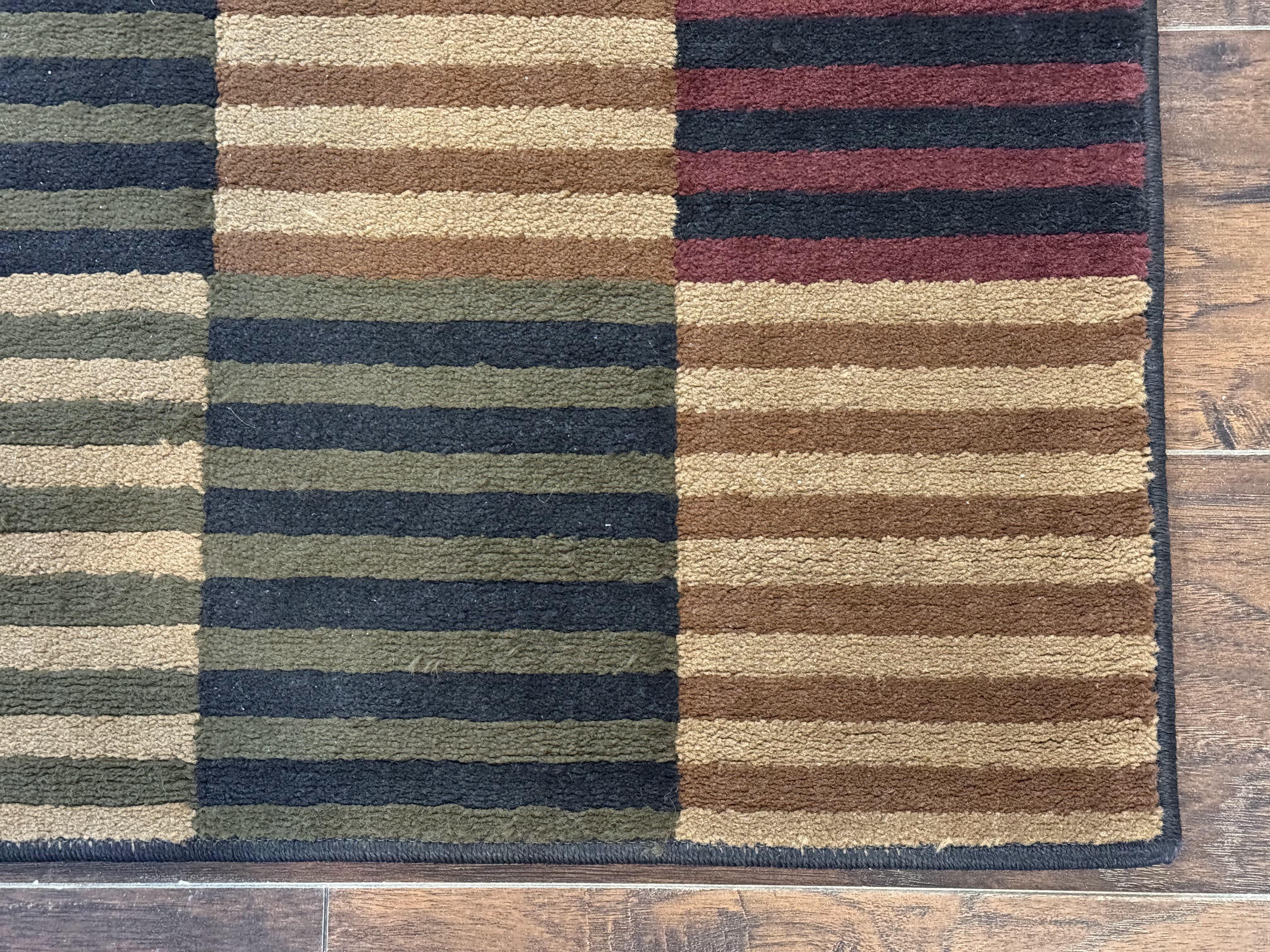 Vintage Power Loomed Rug 3.6 x 5, Brown Beige Black Tan, Box Design - Image 9