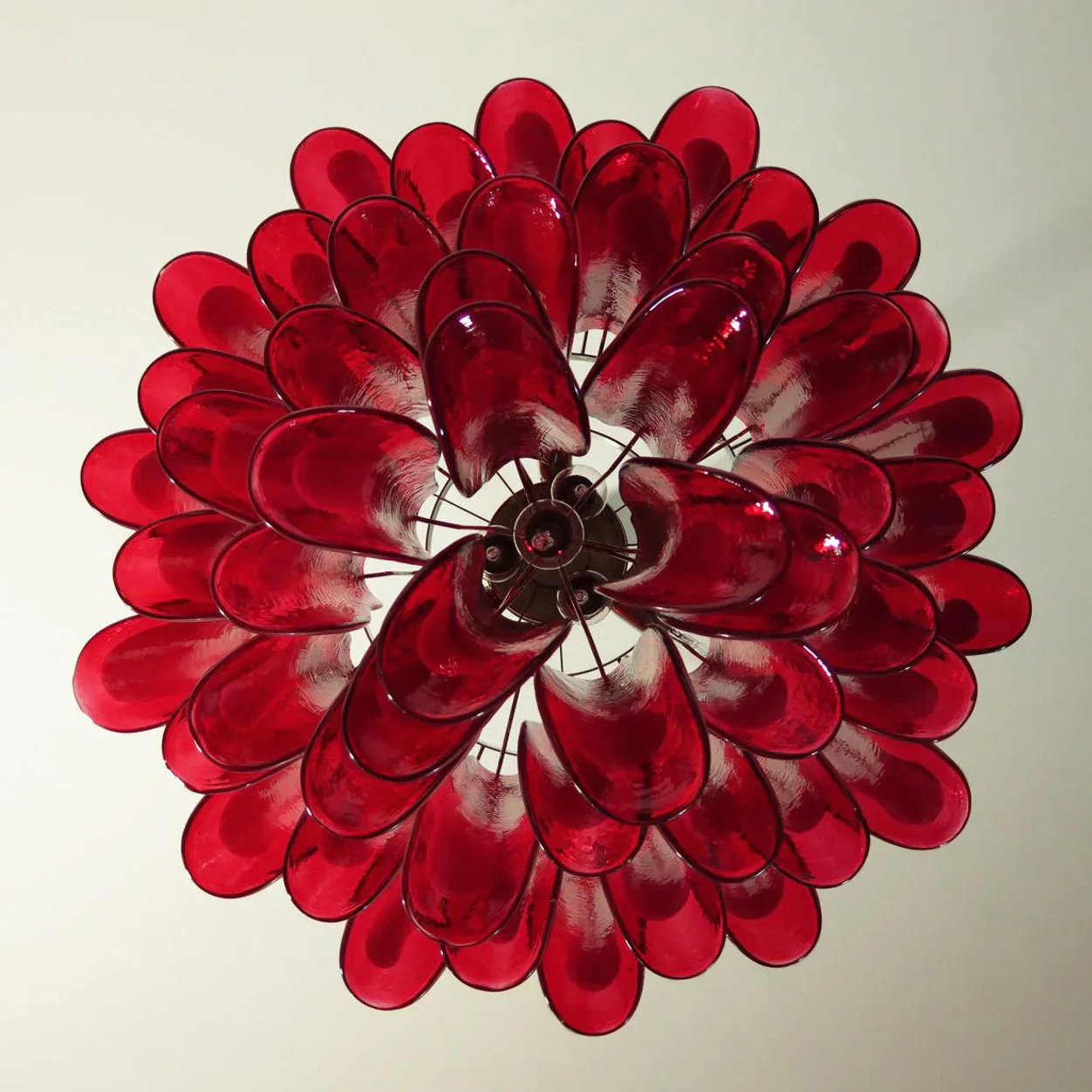 Vintage Red Glass Murano Petals Chandelier - Image 13