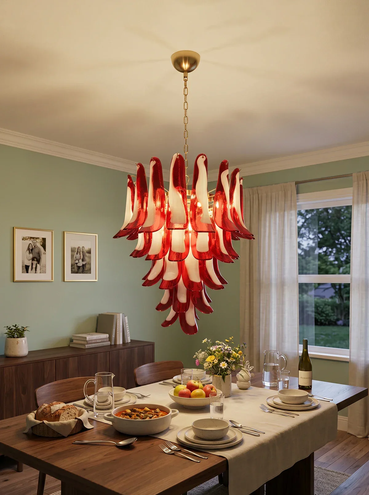 Vintage Red Murano Petals Chandelier - Image 2