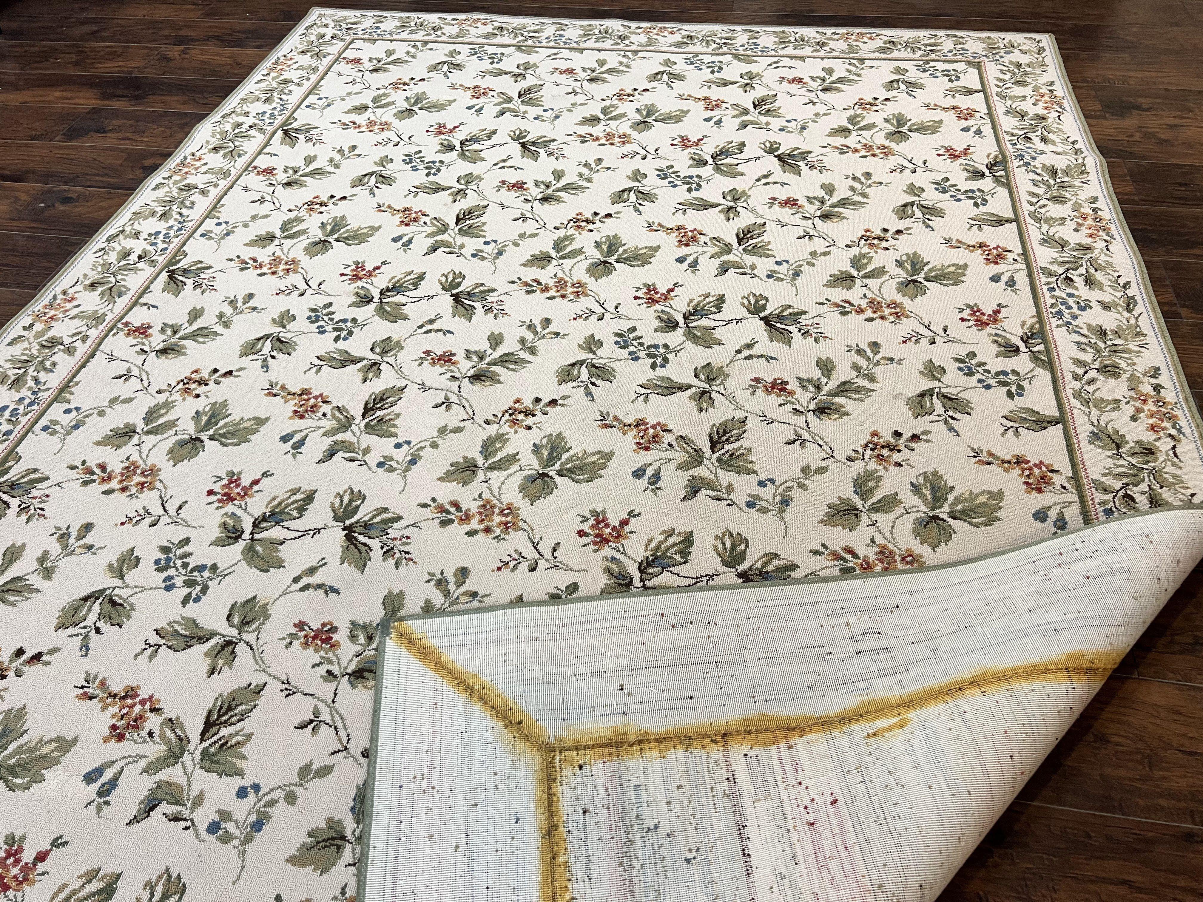 Vintage Stark Carpet 7x10, Ivory and Green, European Aubusson Design, Allover Pattern, Stark Rug - Image 11