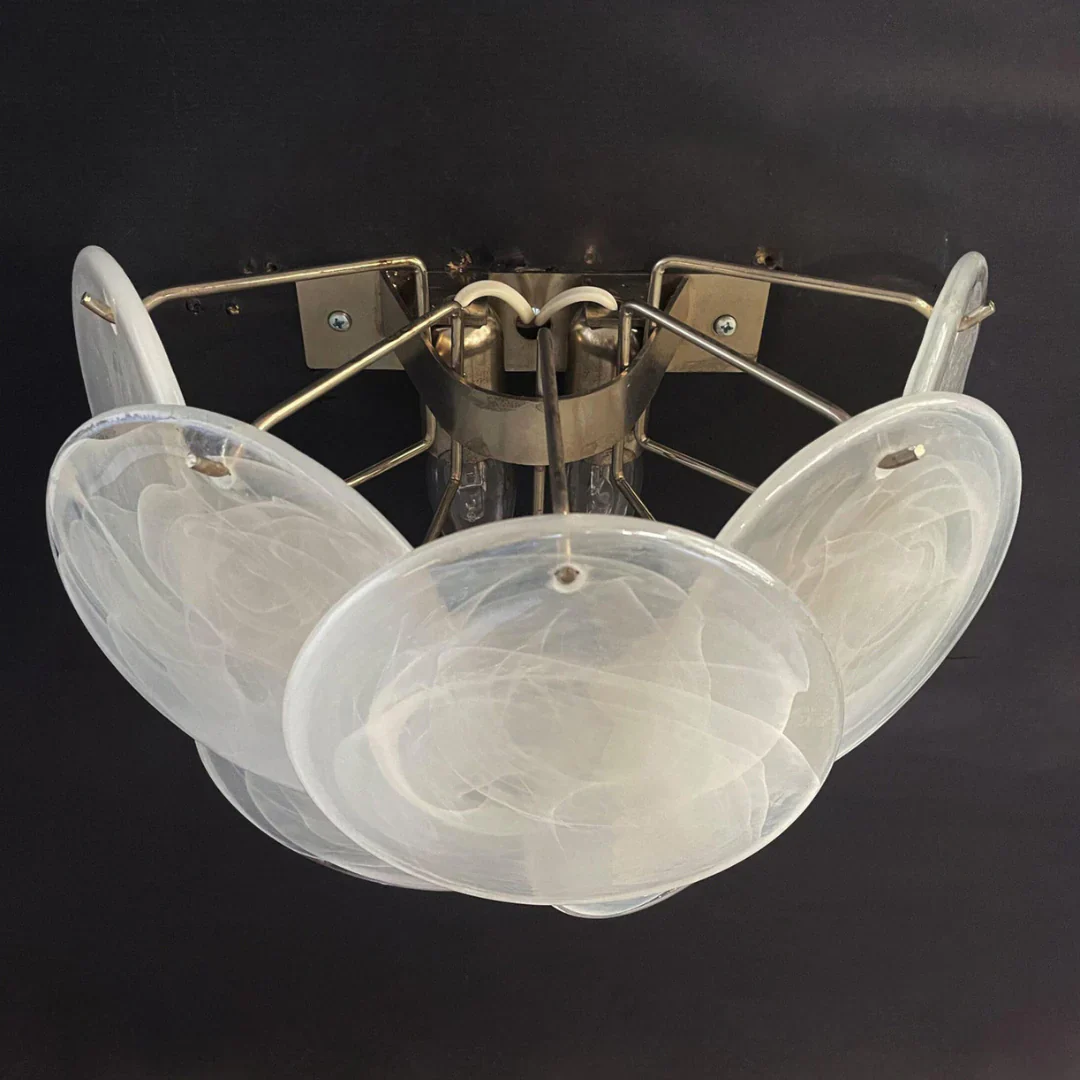 White Murano Disc Glass Wall Sconce - Image 11
