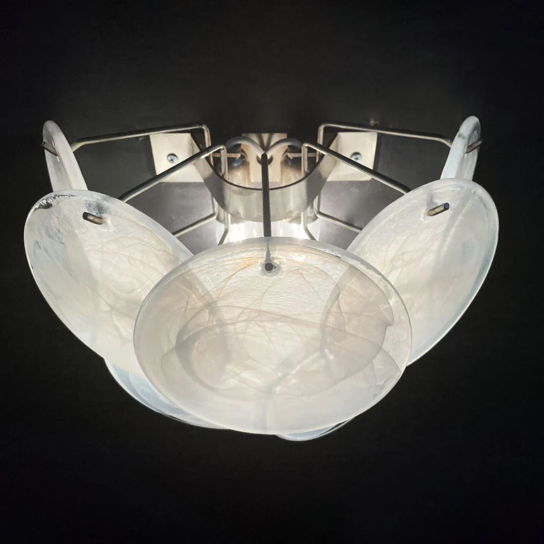 White Murano Disc Glass Wall Sconce - Image 12
