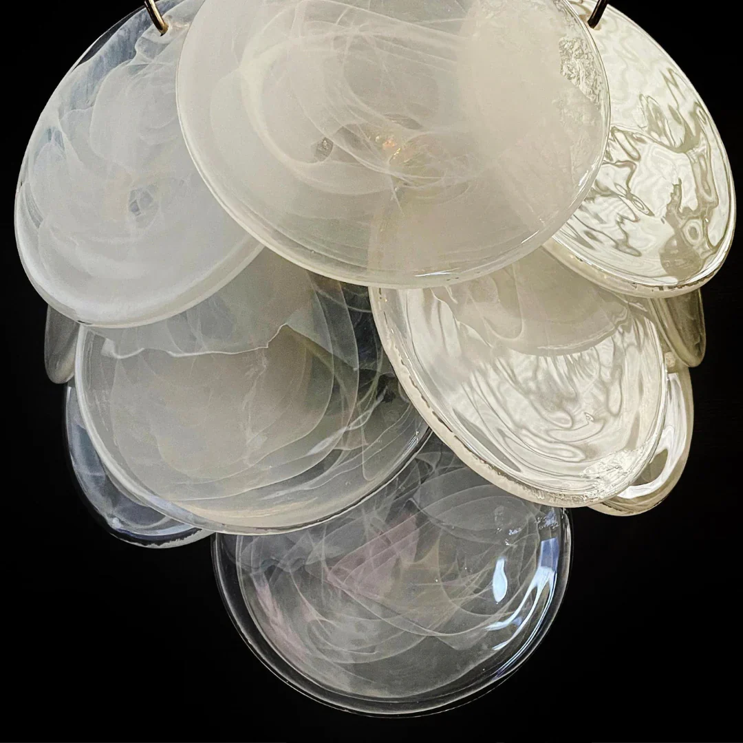 White Murano Disc Glass Wall Sconce - Image 13