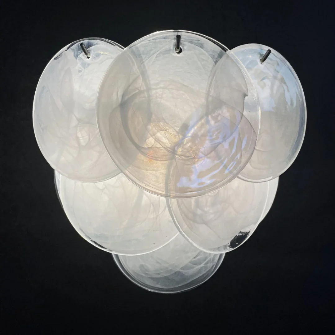 White Murano Disc Glass Wall Sconce - Image 15