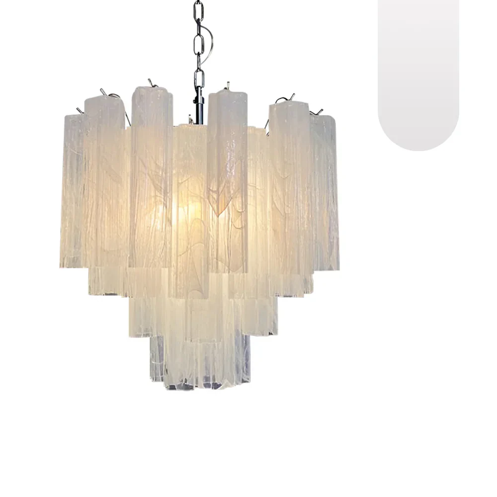 Star Shaped Tube White Clouds Glass Chandelier - Image 13