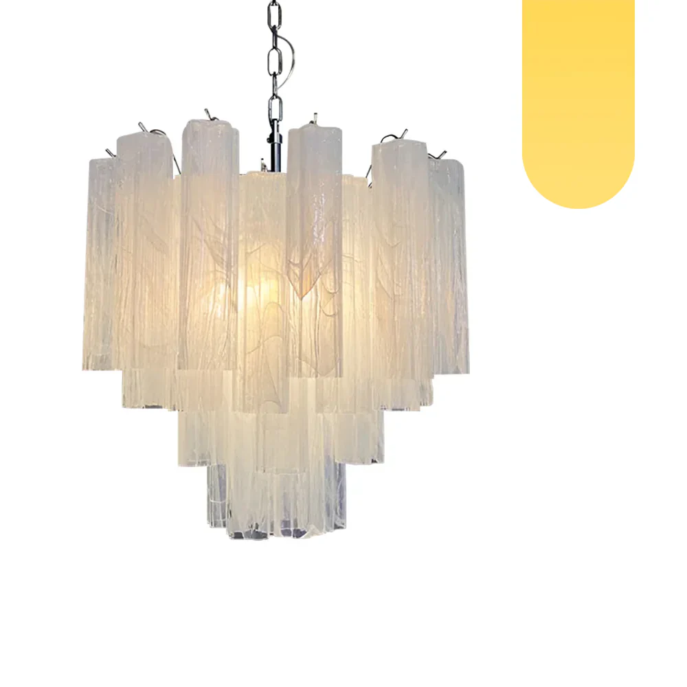 Star Shaped Tube White Clouds Glass Chandelier - Image 14