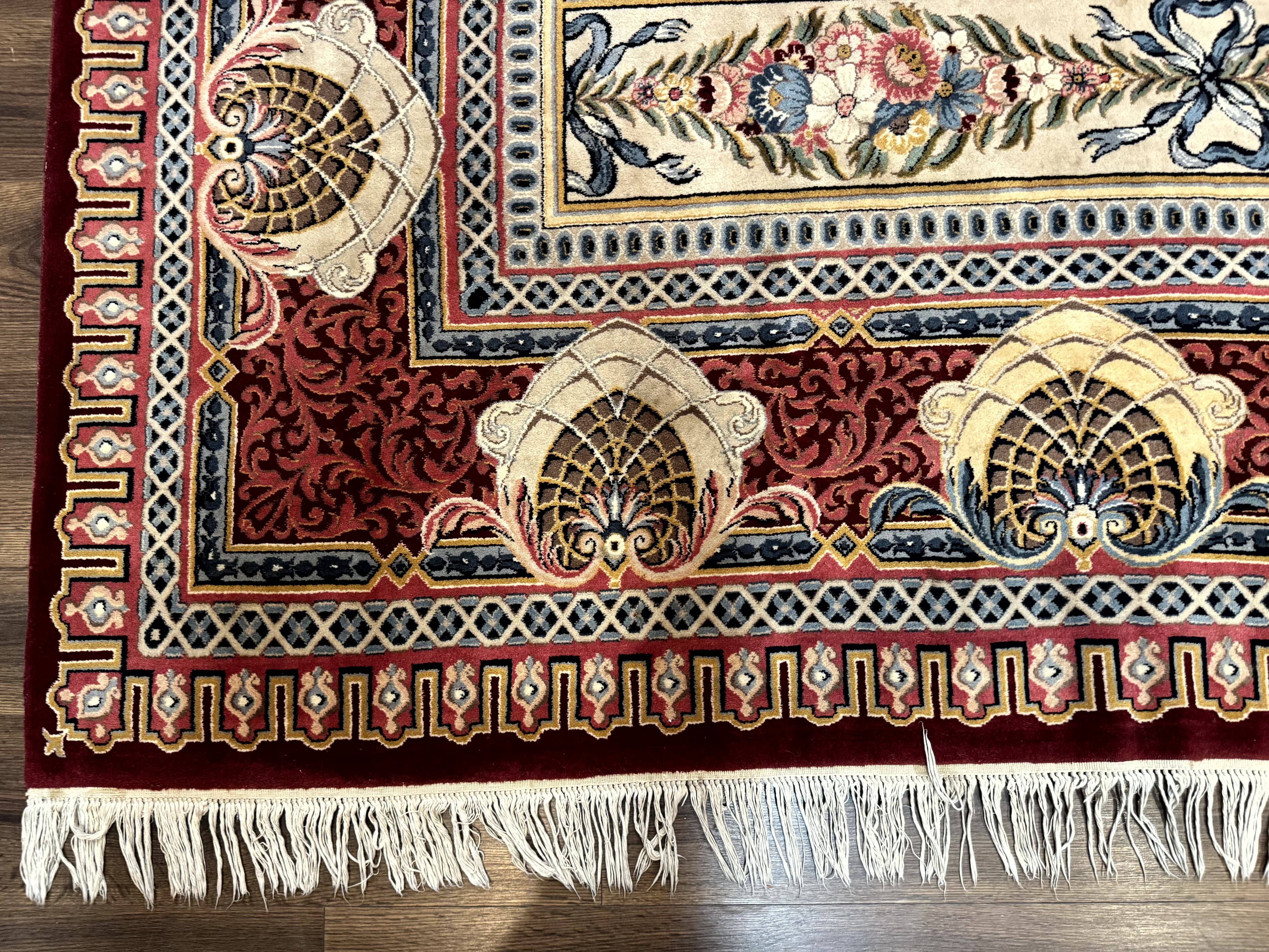 Wonderful Aubusson Rug 10x14, Red Maroon, Elegant, Fine 200 KPSI - Image 8