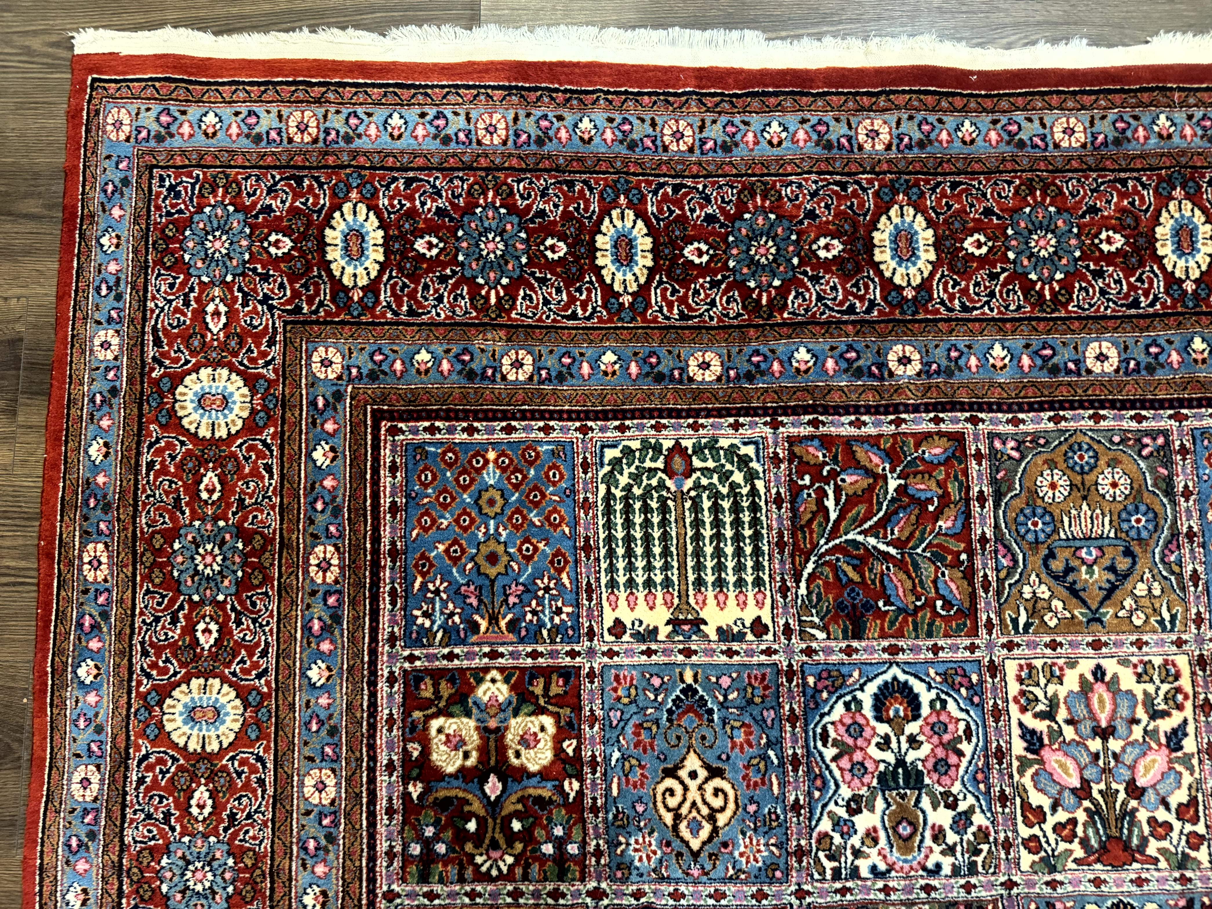 Wonderful Persian Qum Rug 10x13, Panel Design, Fine 260 KPSI, Signed, Red Multicolor - Image 6