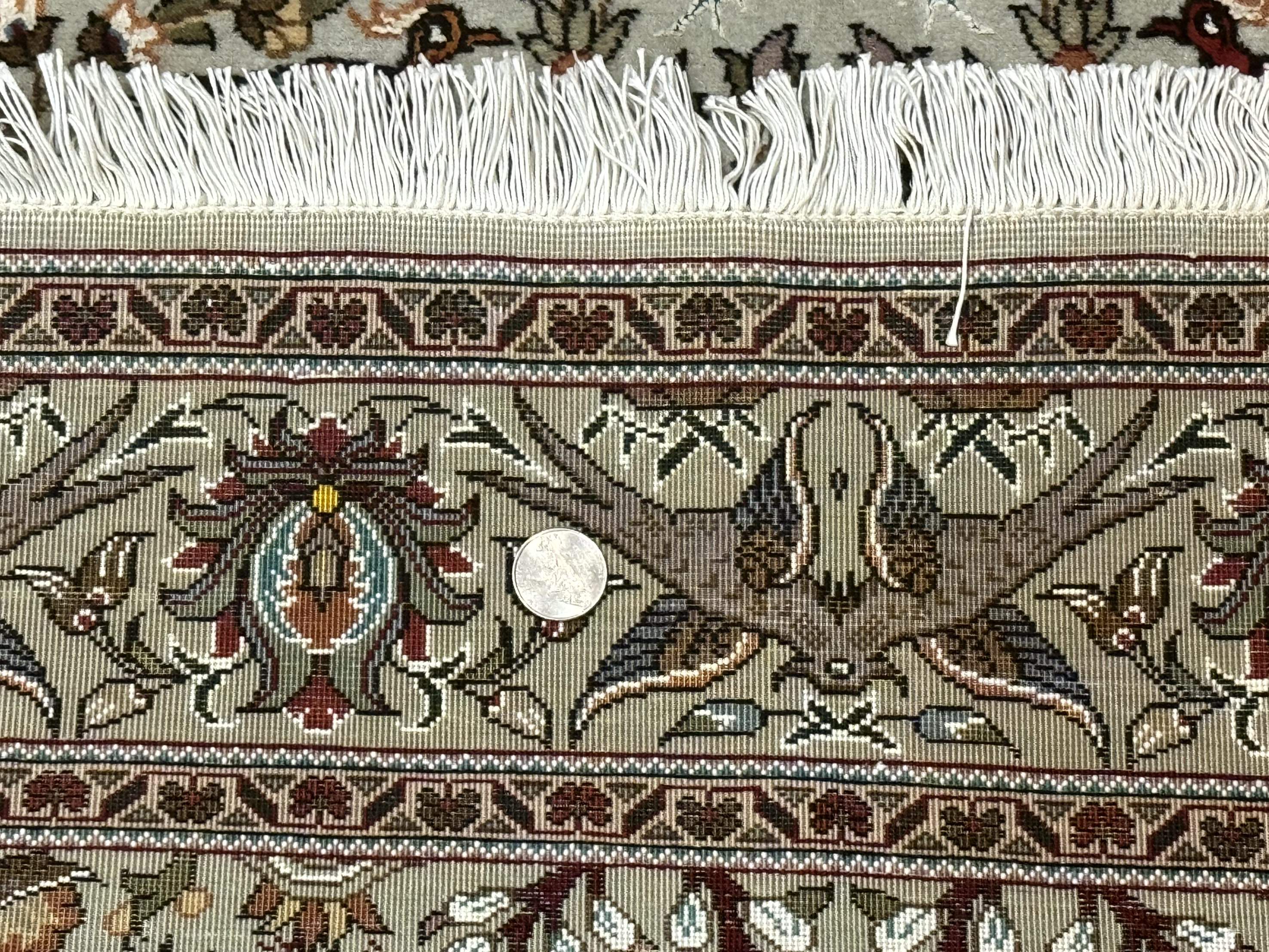 Wonderful Persian Tabriz Rug 3x5, Tree of Life, Animal Pictorials, Birds, Wool & Silk Highlights, Fine 330 KPSI - Image 10