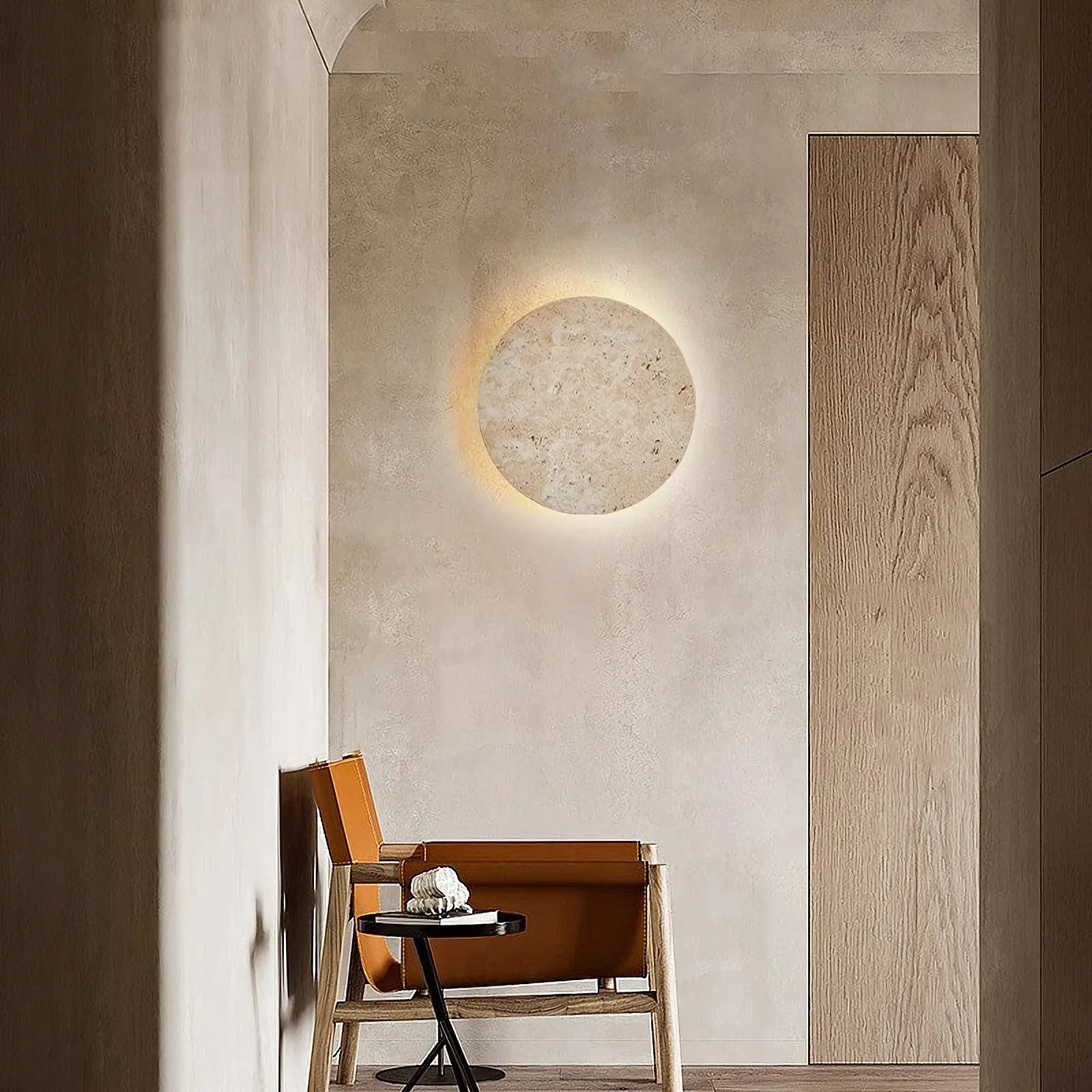 Yellow Travertine Round Wall Lamp - Image 2